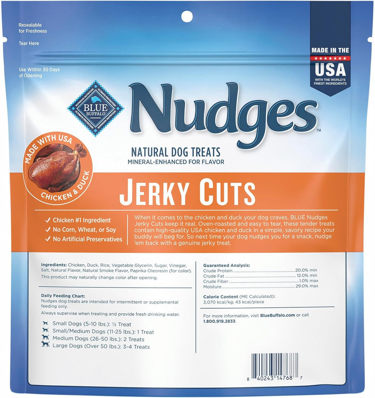 Blue Buffalo Nudges Jerky Cuts Chicken & Duck Dog Treats, 16 oz