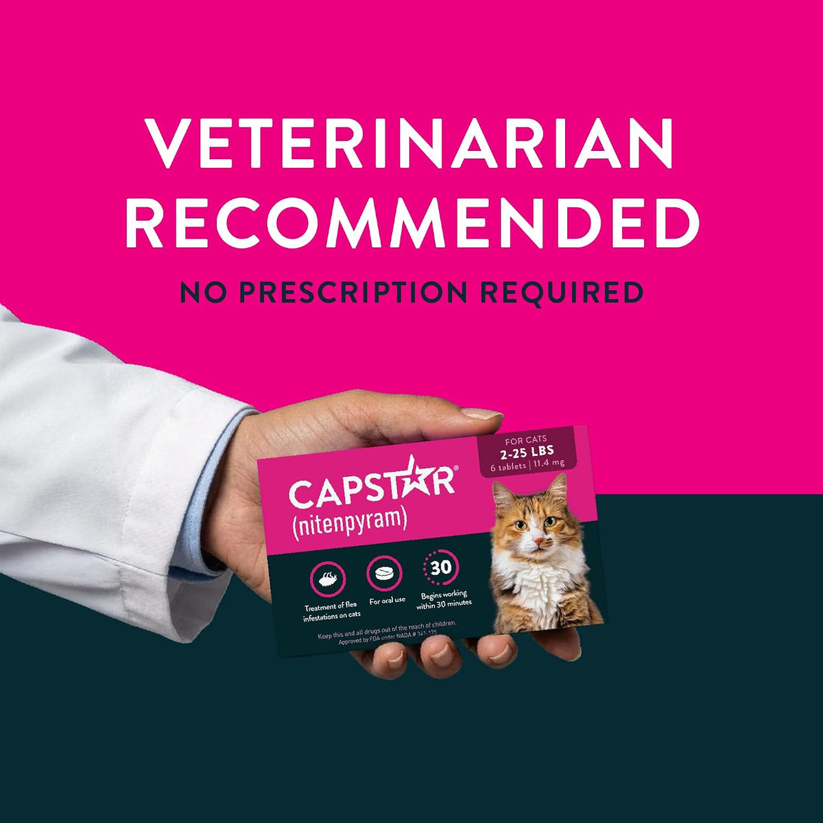 Capstar Oral Flea Tablets Cats 2-25 lbs, Nitenpyram, 6-Dose