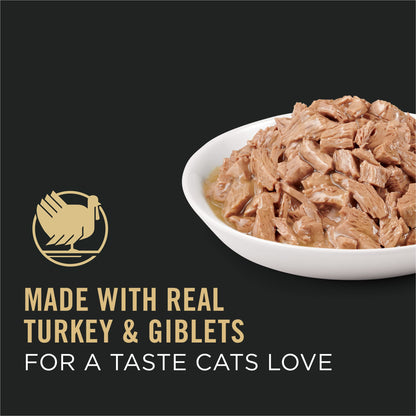 Purina Pro Plan High Protein Cat Food Gravy, Turkey and Pasta Entree - (24) 3 oz. Pull-Top Cans