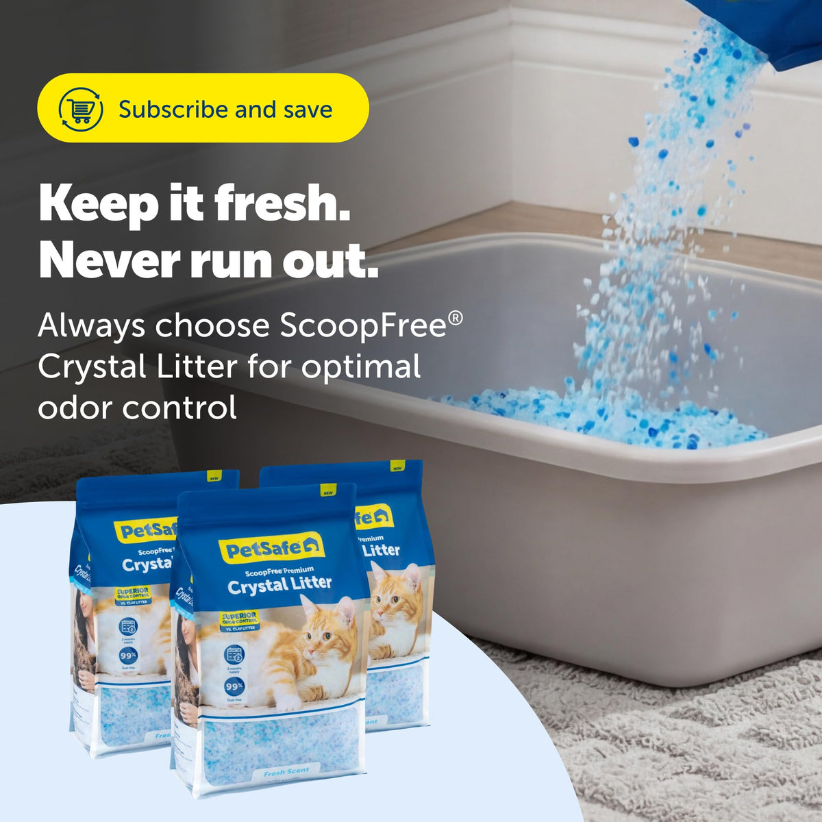 PetSafe ScoopFree Premium Crystal Litter, Fresh Scent, 4.3 Lb Bag, 2 Pack