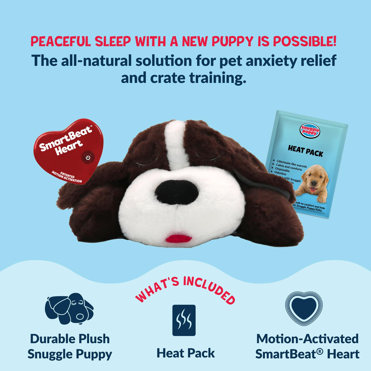 Snuggle Puppy Heartbeat Toy, Calming Comfort, Medium Breeds - Biscuit