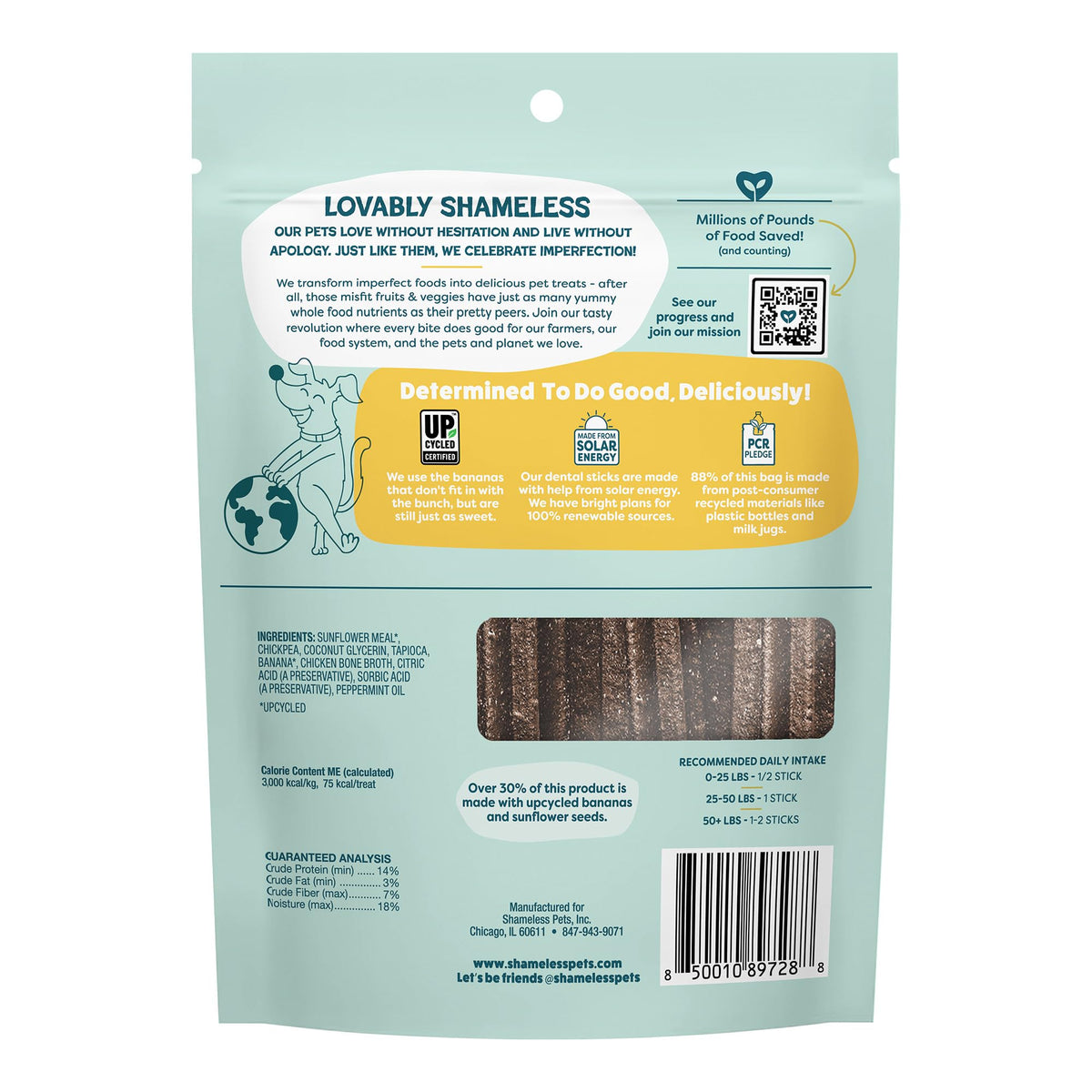 Shameless Pets Blueberry & Mint Dental Chews for Dogs, 8 Chews