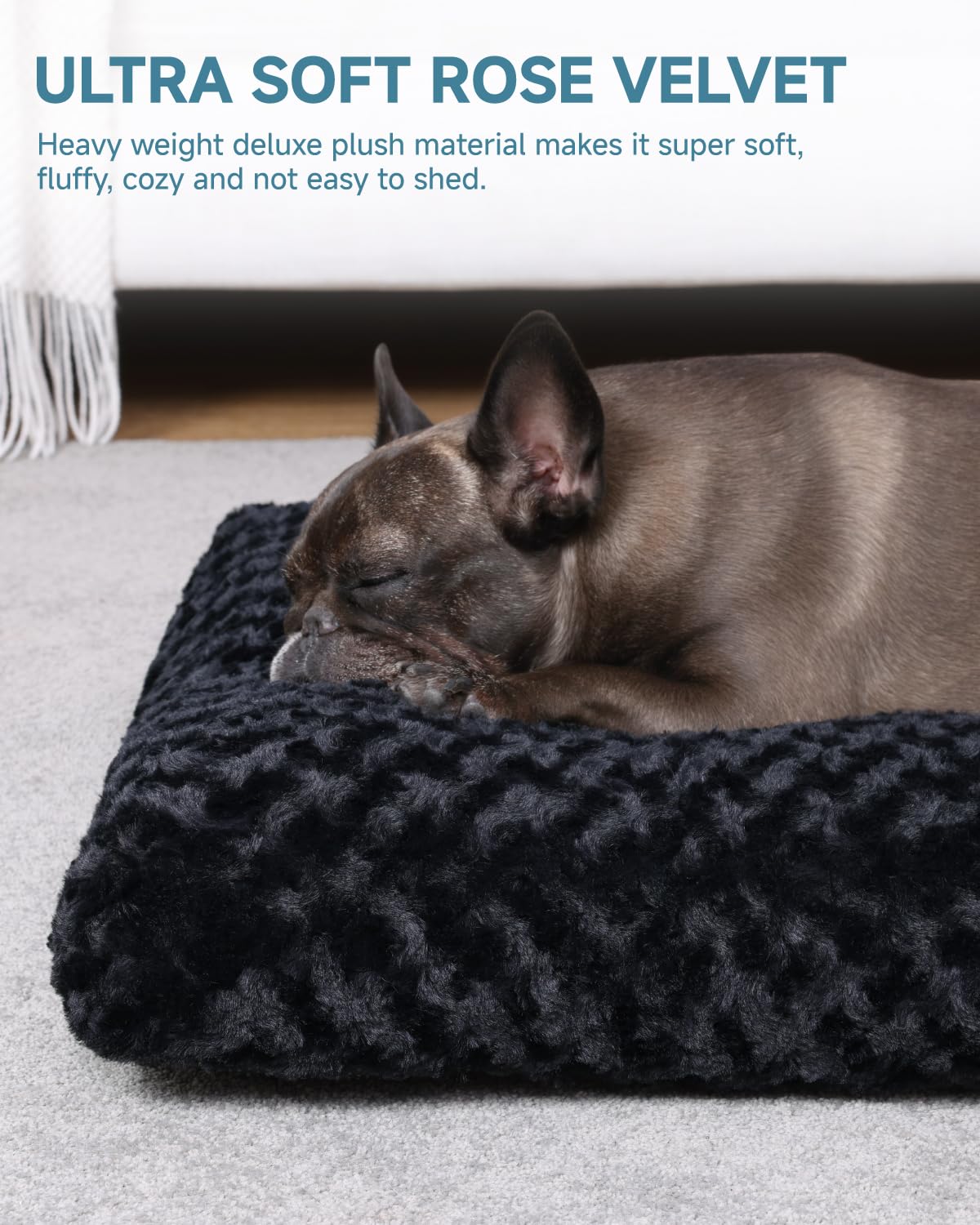 KSIIA Washable Dog Beds Large Sized Dog Crate Bed Plush Mat 41"x27" Gray