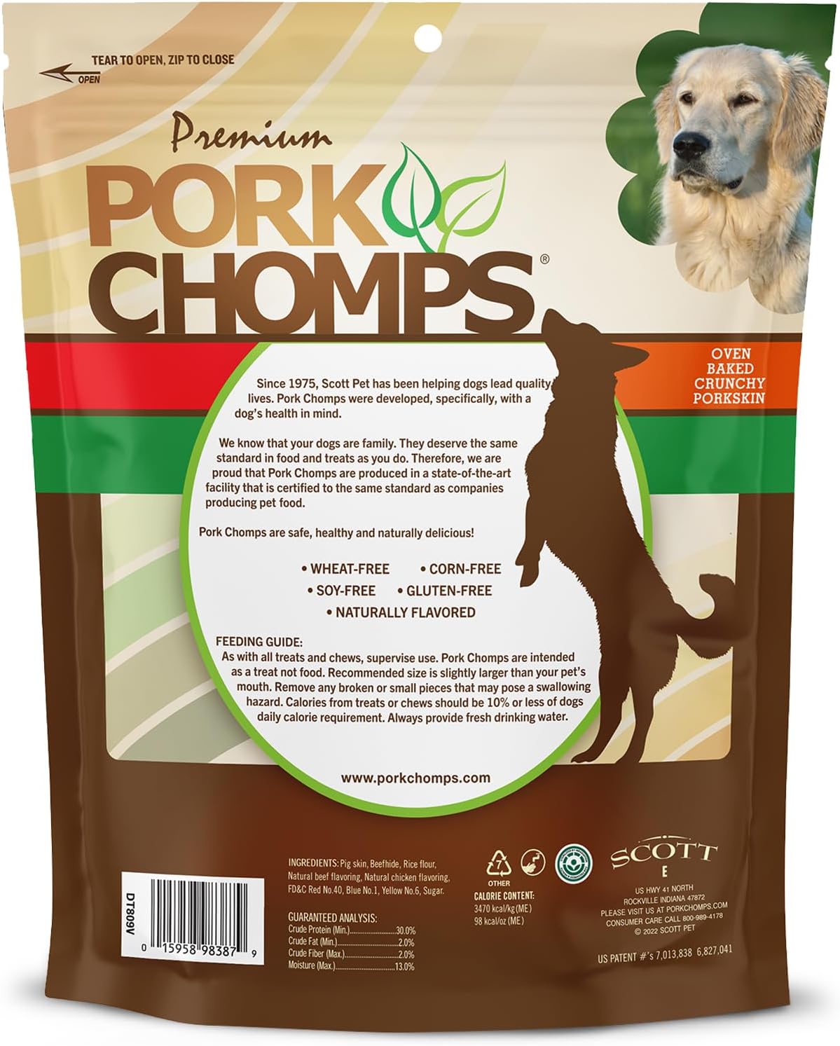 Pork Chomps Dog Chews, 5 in Munchy Sticks, Assorted Flavors, 50 Count