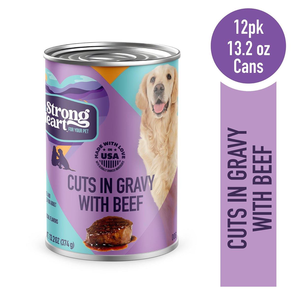 A Strong Heart Chopped Dog Food, Real Beef Dinner, 13.2oz Cans, 12pk