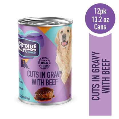 A Strong Heart Chopped Dog Food, Real Beef Dinner, 13.2oz Cans, 12pk