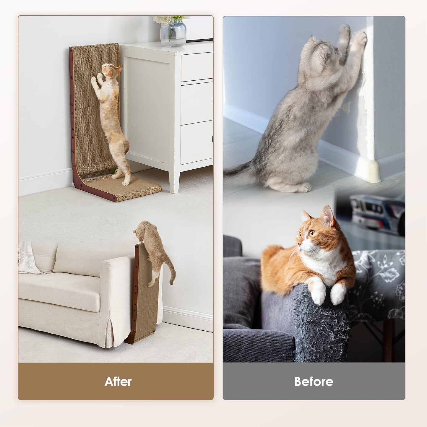 EHEYCIGA Cardboard Cat Scratcher for Indoor Cats, 32 Inch, Brown