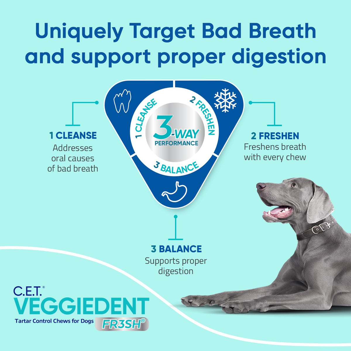 C.E.T. Veggiedent Fr3sh Plaque and Tartar Control Chews for Dogs, Small