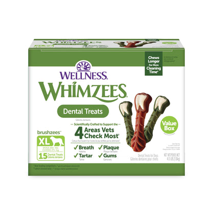 Wellness WHIMZEES Value Pack Natural Dog Dental Treat, Chews, Freshens Breath, Large Size, 50.9 oz Box, 24 Count