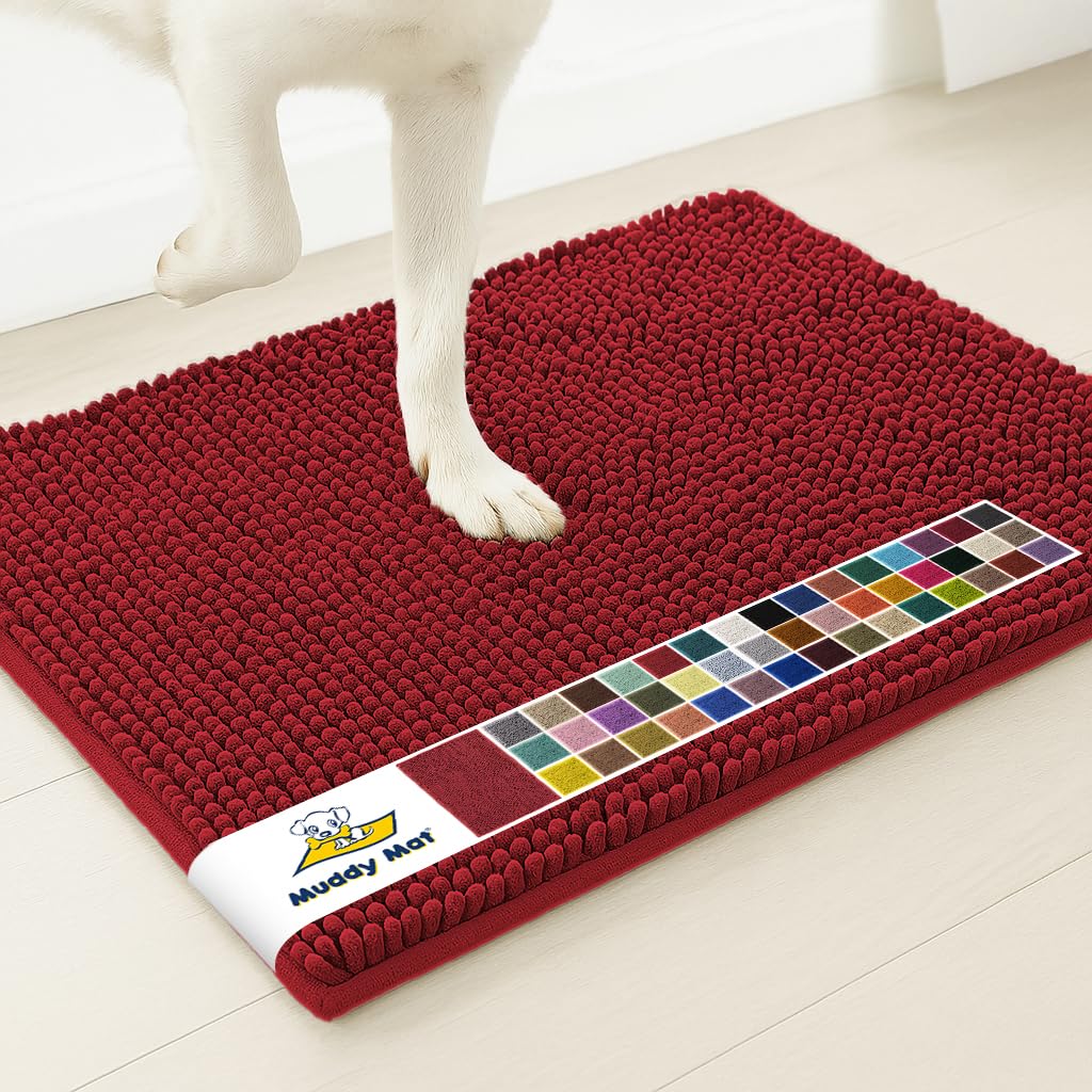 Muddy Mat® | Super Water Absorbent Door Mat Indoor, Microfiber Quick Dry Chenille Entryway Rug, Slip Resistant Front Door Mat, Indoor Mats for Entryway, Machine Washable Pet Rug, Grey 30"x19"