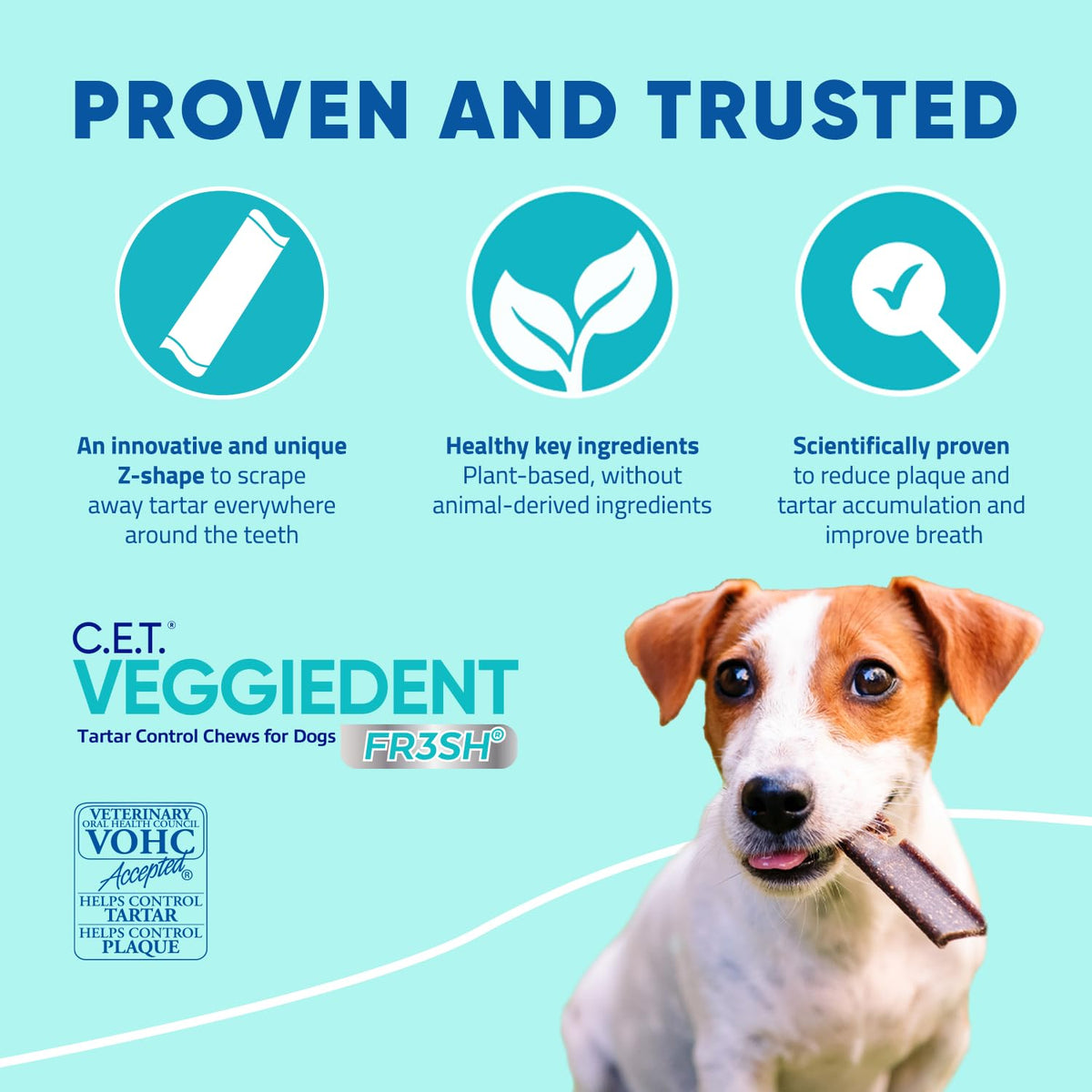 C.E.T. Veggiedent Fr3sh Plaque and Tartar Control Chews for Dogs, Small