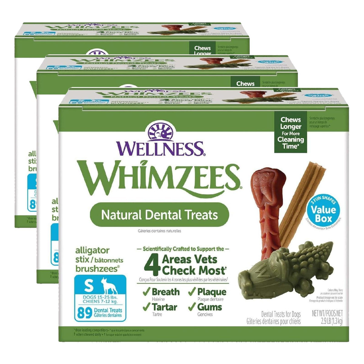 Wellness WHIMZEES Value Pack Natural Dog Dental Treat, Chews, Freshens Breath, Large Size, 50.9 oz Box, 24 Count