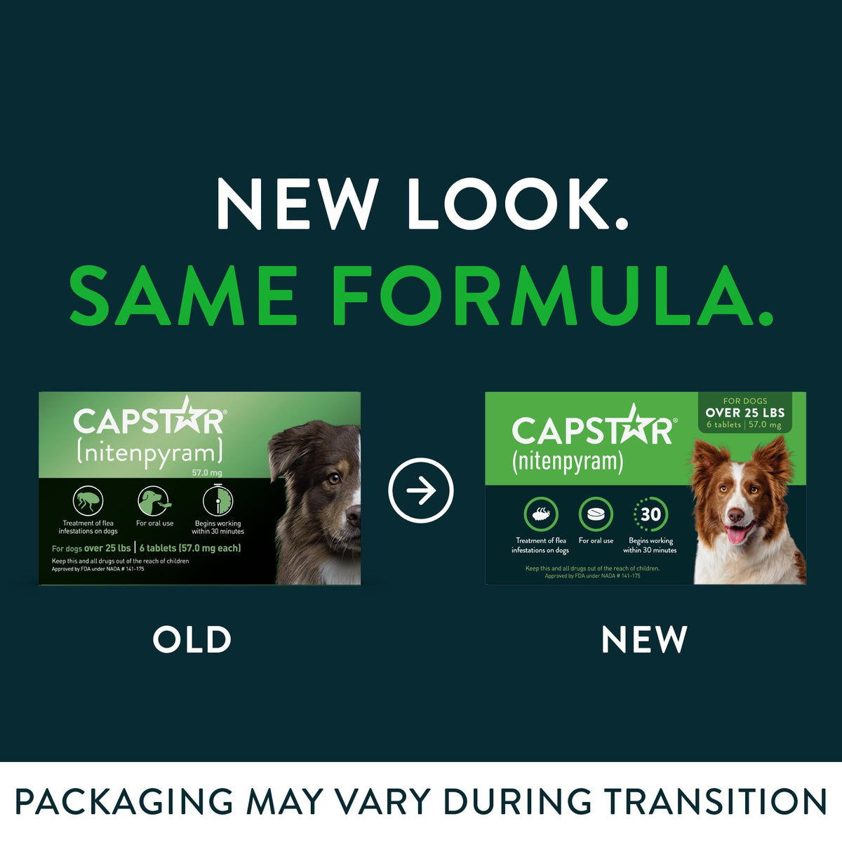 Capstar for Dogs (nitenpyram), Fast-Acting Oral Flea Treatment for Dogs Over 25+ lbs, Vet-Recommended Flea Medication Tablets Start Killing in 30 Minutes, 6 Doses