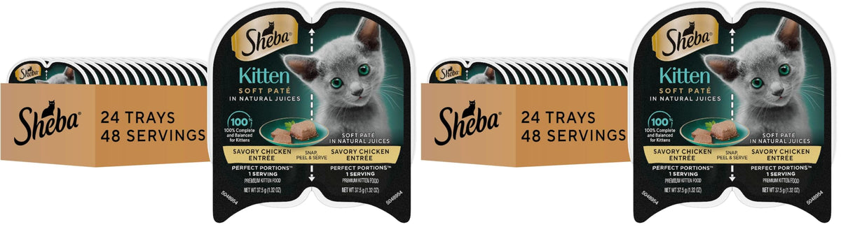 Sheba Perfect Portions Kitten Pate Wet Cat Food, Multipack, 2.6 oz, 24 ct