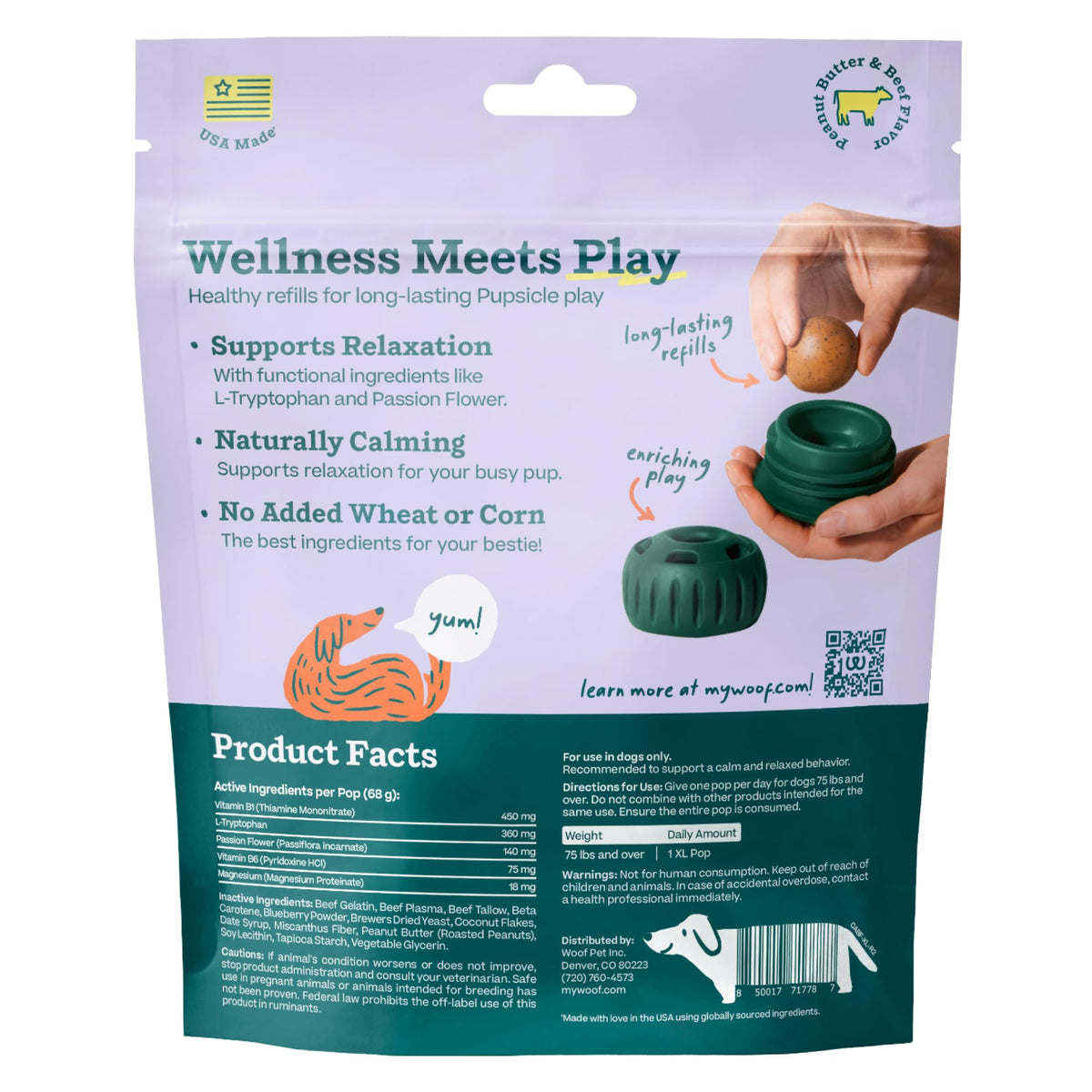 WOOF Pupsicle Refill Pops for Calming - Long-Lasting Refills for The Pupsicle Toy to Promote Calm - Calming Dog Treats - Magnesium for Dogs- XL Pops - 5 Count - 3 Pack