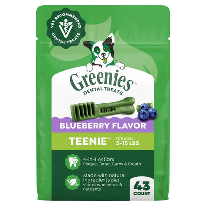 Greenies Teenie Natural Dental Dog Treats, Fresh Mint Flavor, 43 Count