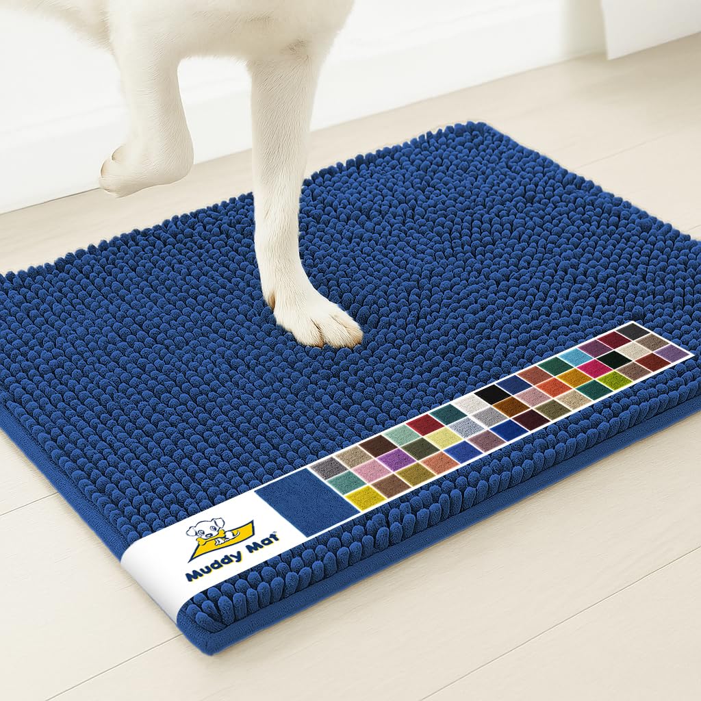 Muddy Mat® | Super Water Absorbent Door Mat Indoor, Microfiber Quick Dry Chenille Entryway Rug, Slip Resistant Front Door Mat, Indoor Mats for Entryway, Machine Washable Pet Rug, Black 2ft x 4ft