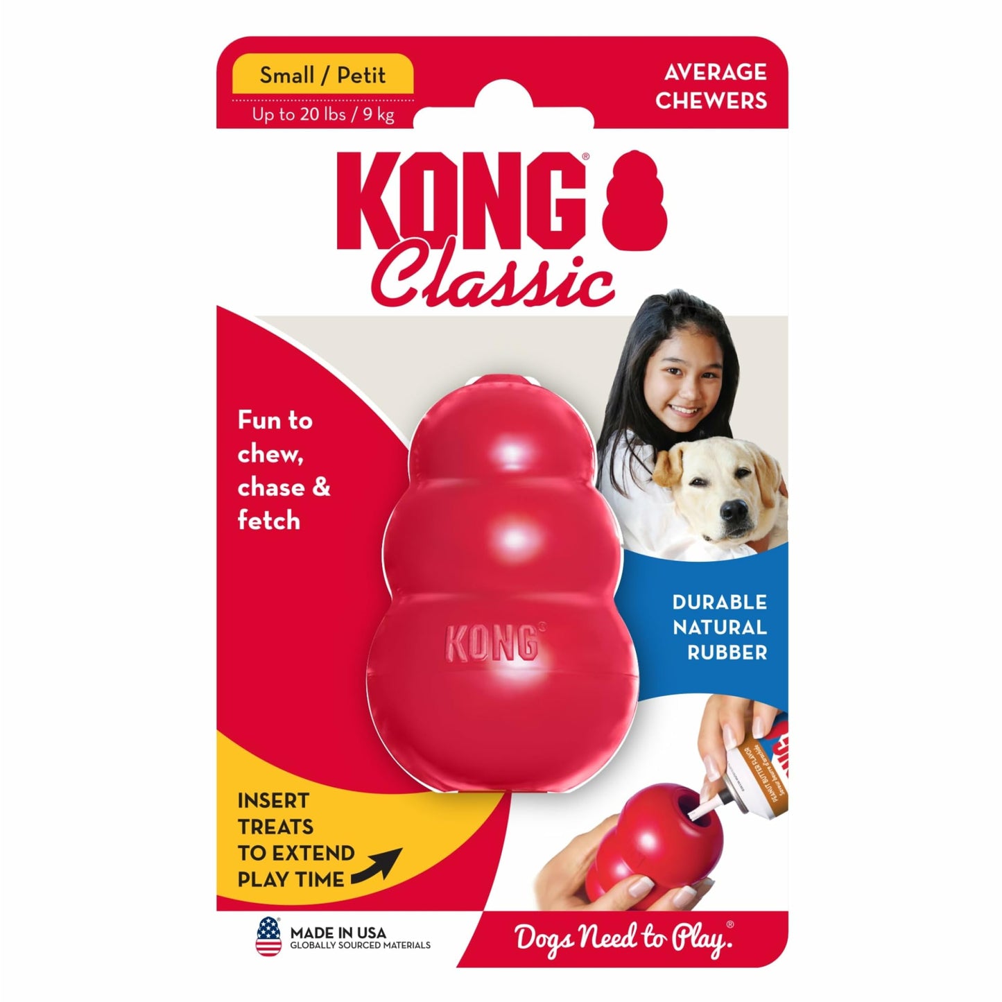 KONG Classic Stuffable Dog Toy, Natural Rubber Chew, for Medium Dogs