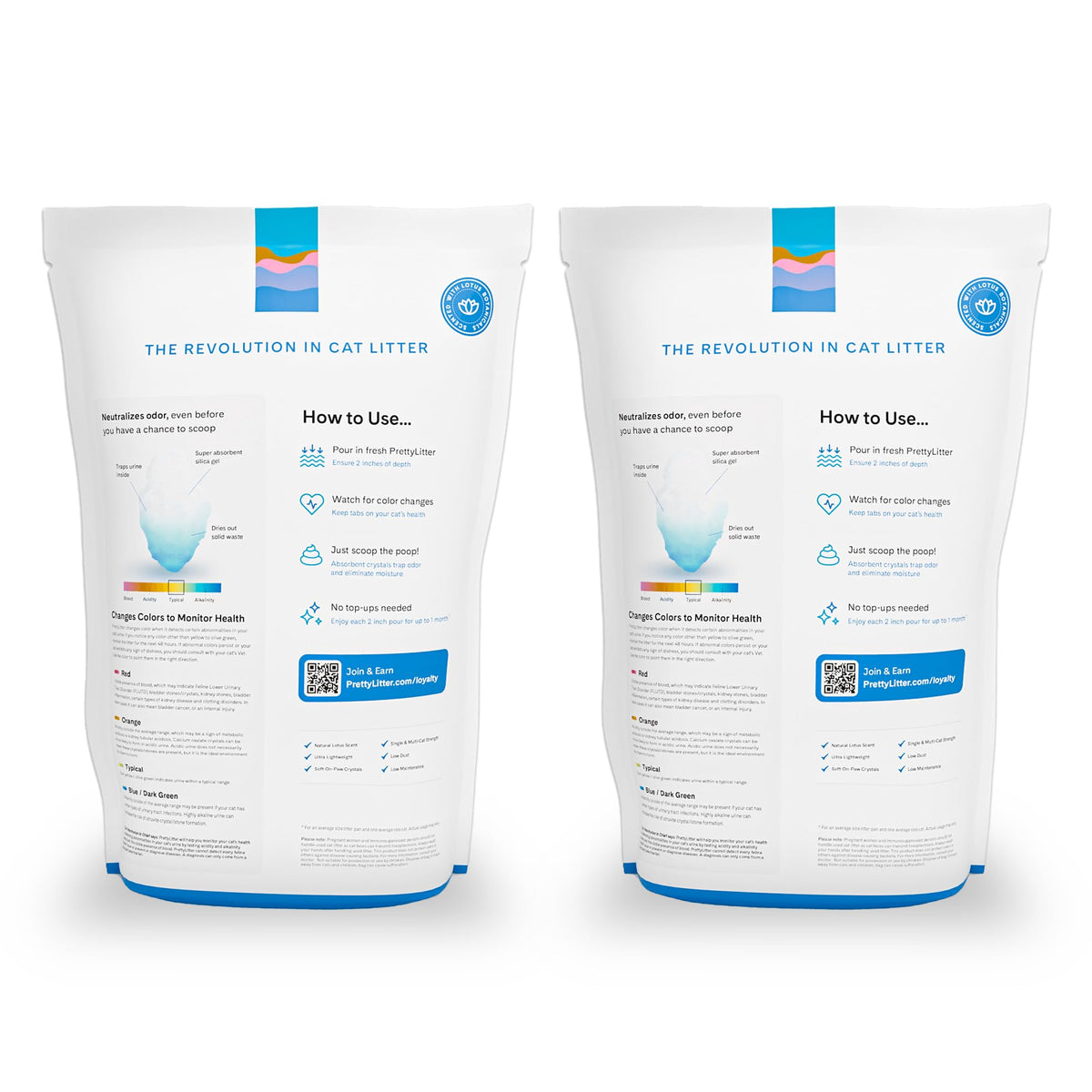 PrettyLitter Health Monitoring Cat Litter, Unscented, 4-Pack, 6 lb. Bags