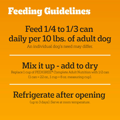 Pedigree Chopped Ground Dinner Wet Dog Food, Chicken, 22 oz, 12 Count