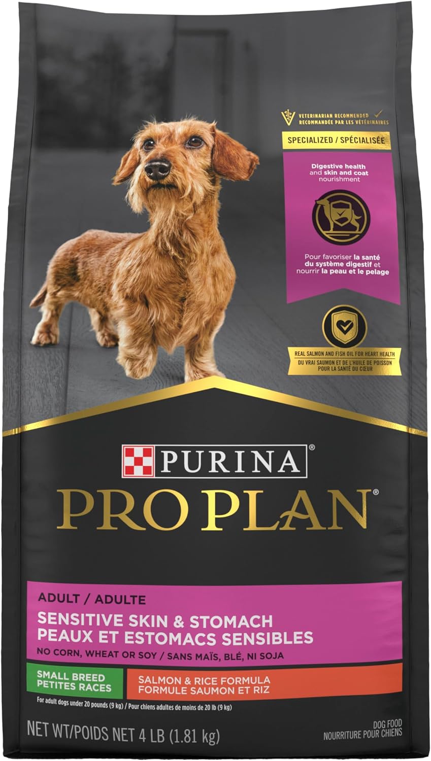 Purina Pro Plan Sensitive Skin & Stomach Dry Dog Food, Small, 4 lb Bag