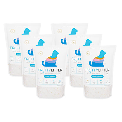 PrettyLitter Health Monitoring Cat Litter, Unscented, 4-Pack, 6 lb. Bags