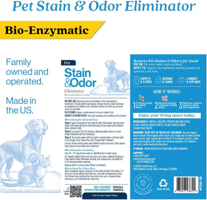 Eco Strong Pet Stain and Odor Remover - Pet Odor Eliminator, Urine Destroyer for Dogs, Pet Urine Enzyme Cleaner | Santel Woods - 128 oz