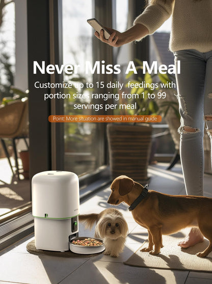 Automatic Cat Feeder, 3L Cat Food Dispenser with Anti-Jam Design, Over 180-day Battery Life, 1-6 Meals Per Day with Stainless Steel Cat Bowl, Keep Dry Food Fresh, Timed Pet Feeder Also for Small Dog