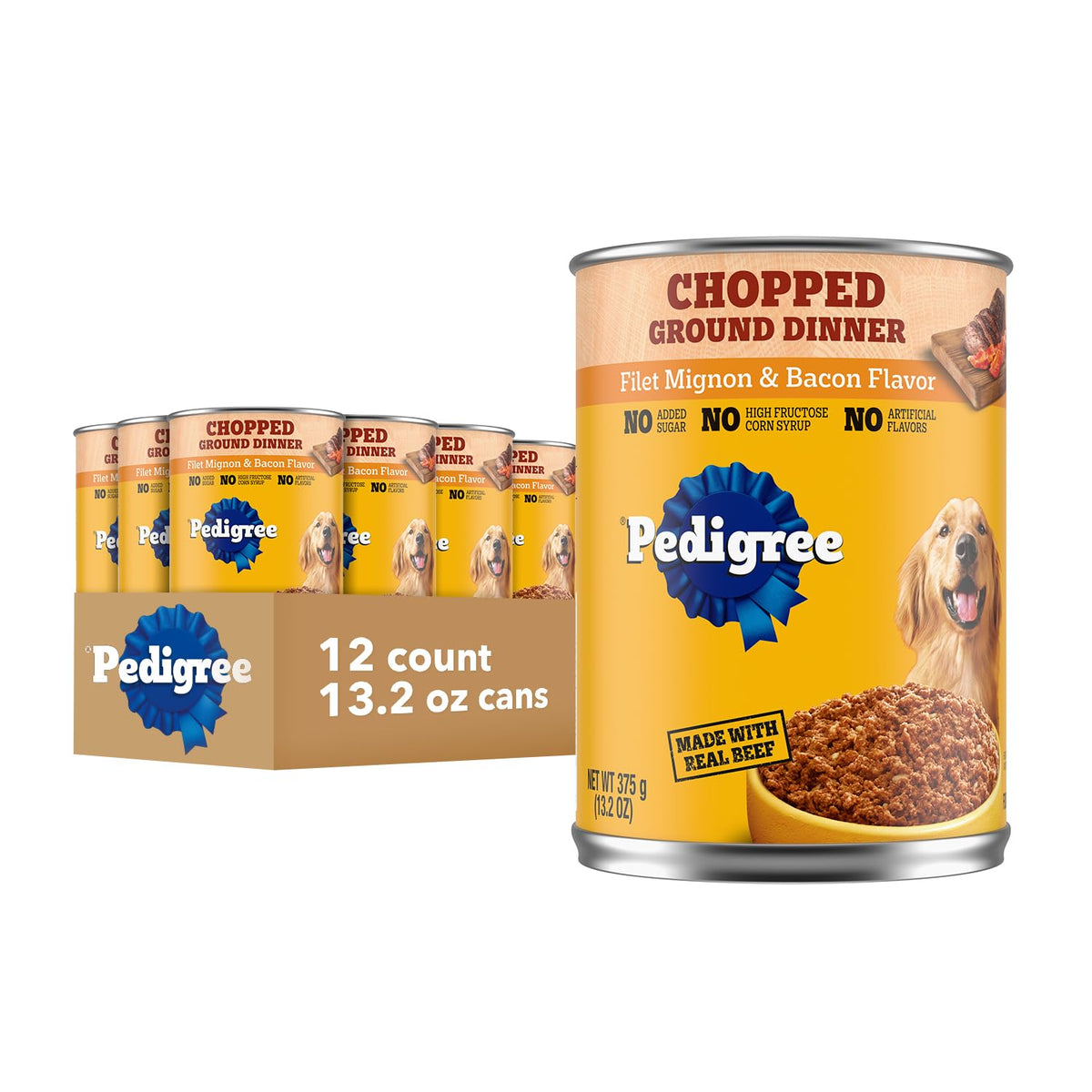 Pedigree Chopped Dinner Wet Dog Food, Chicken & Rice, 13.2 oz, 12 Count