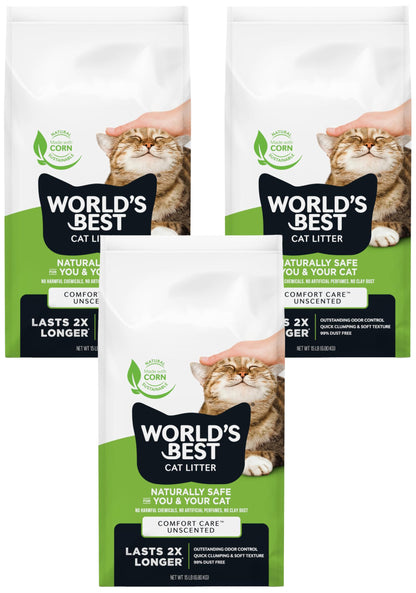World's Best Cat Litter Comfort Care, Unscented, Odor Control, 32 lb Bag