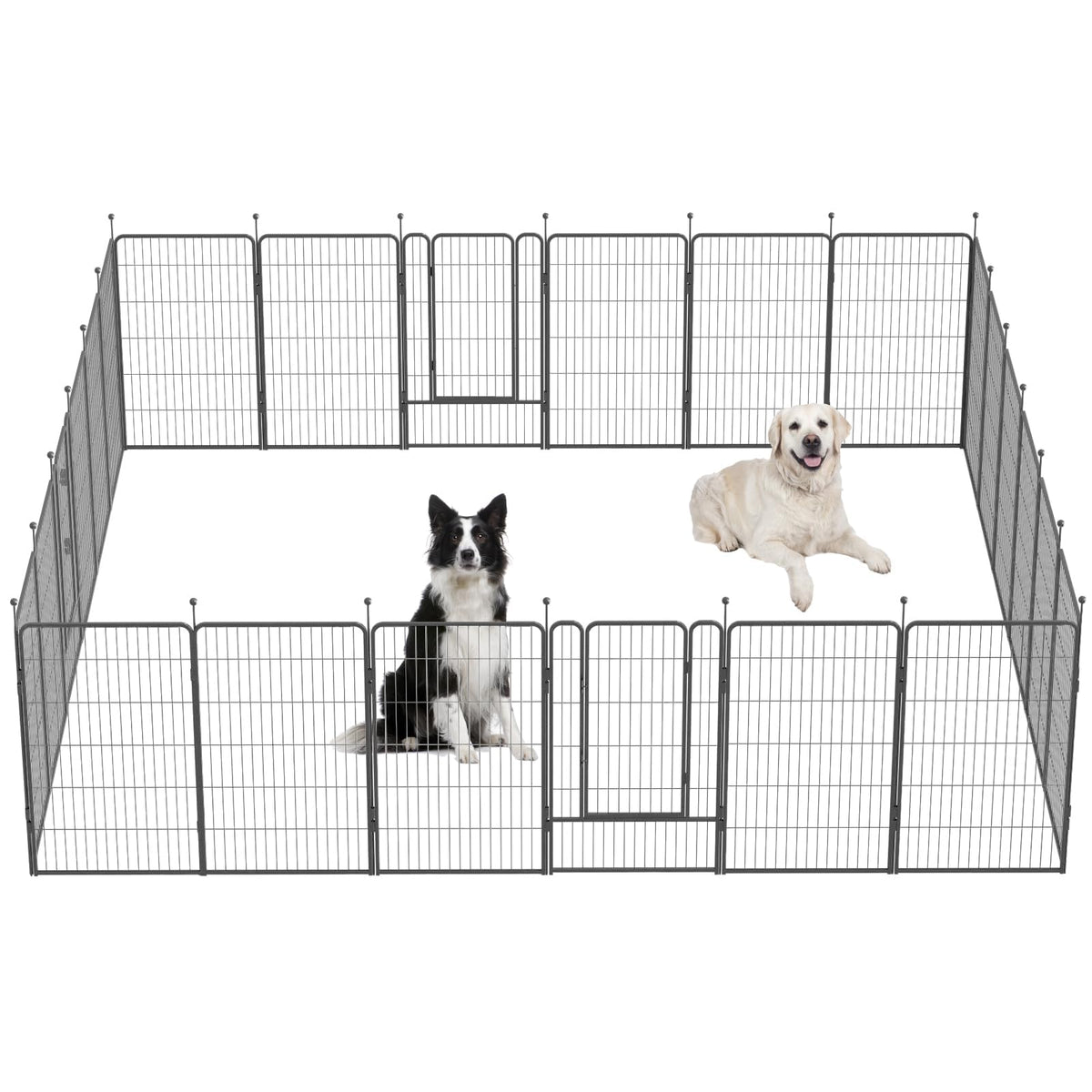Dog Playpen,32/40/45 Inch Height in Heavy Duty, Folding Indoor Outdoor Anti-Rust Dog Exercise Fence, Portable Pet Playpen with Door for Large Medium Small Dogs and Pet (16 Panels, 32 Inch) Silver