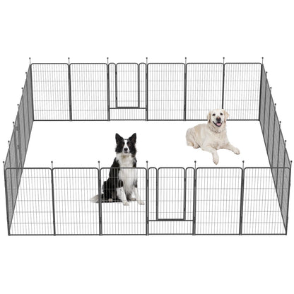 Dog Playpen,32/40/45 Inch Height in Heavy Duty, Folding Indoor Outdoor Anti-Rust Dog Exercise Fence, Portable Pet Playpen with Door for Large Medium Small Dogs and Pet (16 Panels, 32 Inch) Silver
