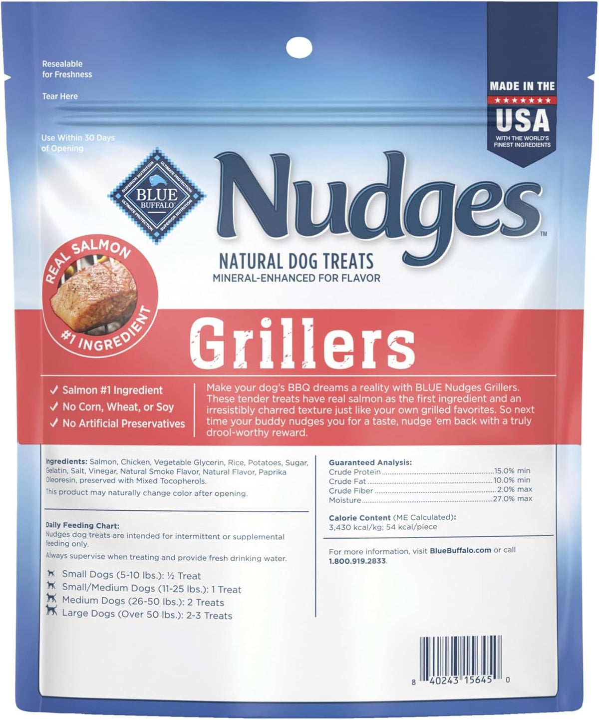 Blue Buffalo Nudges Grillers Salmon Dog Treats, 16 oz