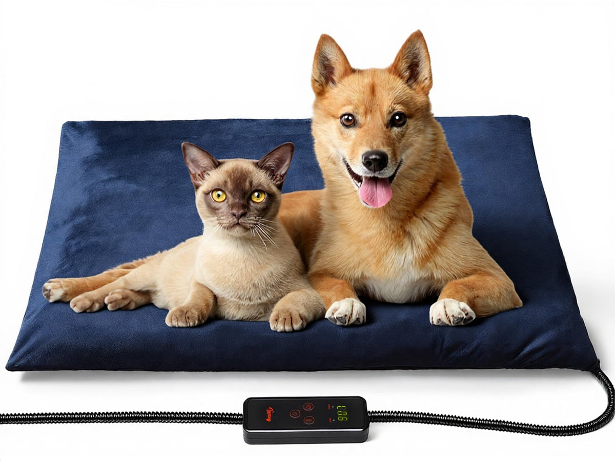 Toozey Cat Heating Pad for Cats & Dogs, Heated Bed Mat, 18 x 16 in, Grey