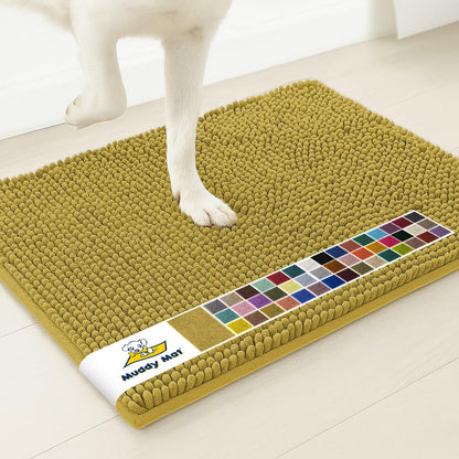 Muddy Mat® | Super Water Absorbent Door Mat Indoor, Microfiber Quick Dry Chenille Entryway Rug, Slip Resistant Front Door Mat, Indoor Mats for Entryway, Machine Washable Pet Rug, Black 2ft x 4ft
