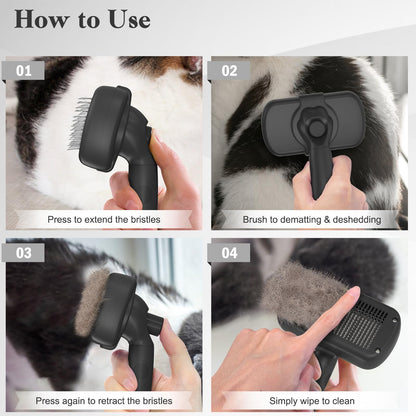 Swihauk Self Cleaning Slicker Brush for Dogs & Cats, Skin Friendly Pet Grooming for Shedding, Deshedding, and Hair Removal - Puppy Brush for Long Haired Pets, Pet Supplies, Purple