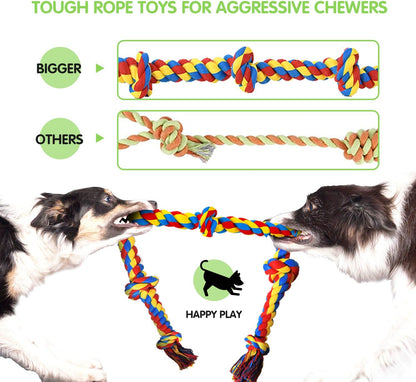 SHARLOVY Large Tough Chew Toys for Aggressive Chewers, 9 Pack Dog Rope Toys