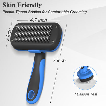 Swihauk Self Cleaning Slicker Brush for Dogs & Cats, Skin Friendly Pet Grooming for Shedding, Deshedding, and Hair Removal - Puppy Brush for Long Haired Pets, Pet Supplies, Purple