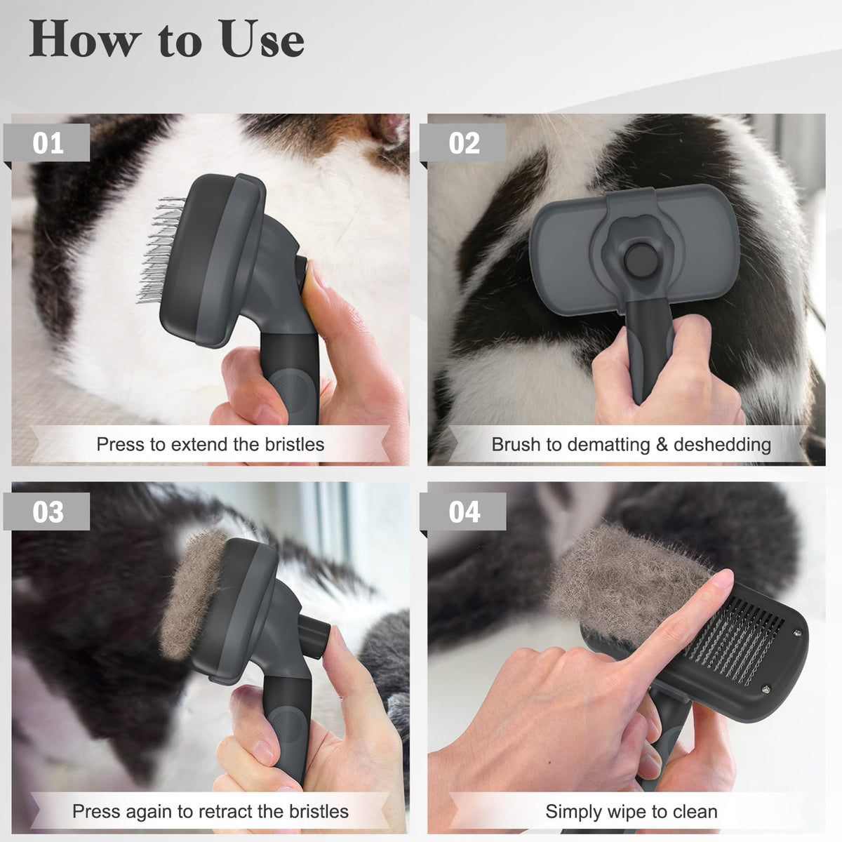 Swihauk Self Cleaning Slicker Brush for Dogs & Cats, Skin Friendly Pet Grooming for Shedding, Deshedding, and Hair Removal - Puppy Brush for Long Haired Pets, Pet Supplies, Purple