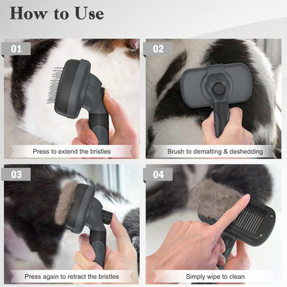 Swihauk Self Cleaning Slicker Brush for Dogs & Cats, Skin Friendly Pet Grooming for Shedding, Deshedding, and Hair Removal - Puppy Brush for Long Haired Pets, Pet Supplies, Purple