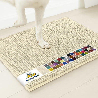 Muddy Mat® | Super Water Absorbent Door Mat Indoor, Microfiber Quick Dry Chenille Entryway Rug, Slip Resistant Front Door Mat, Indoor Mats for Entryway, Machine Washable Pet Rug, Grey 30"x19"