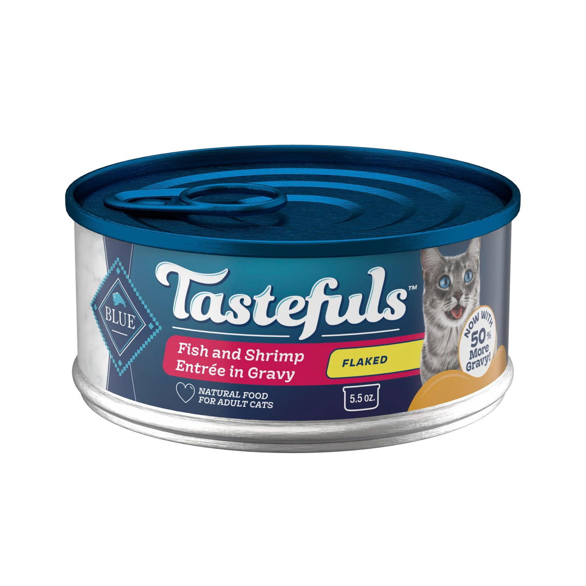 Blue Buffalo Tastefuls Wet Cat Food, Made with Natural Ingredients, Tuna and Chicken Flaked Entrées in Gravy, 3oz Cans, 4-Count Variety Pack Trial Size