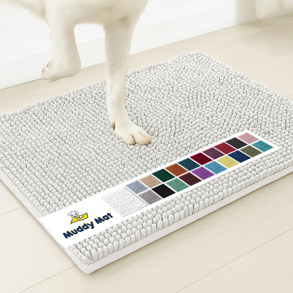 Muddy Mat® | Super Water Absorbent Door Mat Indoor, Microfiber Quick Dry Chenille Entryway Rug, Slip Resistant Front Door Mat, Indoor Mats for Entryway, Machine Washable Pet Rug, Beige 24"x36"