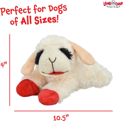 Multipet Lamb Chop Dog Plush Toy 10", Cream, 5 Squeakers