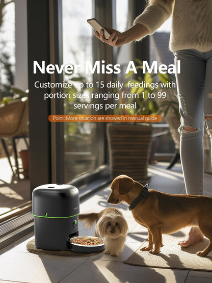 Automatic Cat Feeder, 3L Cat Food Dispenser with Anti-Jam Design, Over 180-day Battery Life, 1-6 Meals Per Day with Stainless Steel Cat Bowl, Keep Dry Food Fresh, Timed Pet Feeder Also for Small Dog