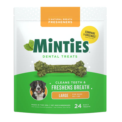 Minties Dog Dental Bone Treats, Tiny/Small 5-25 lbs, 40 Ct