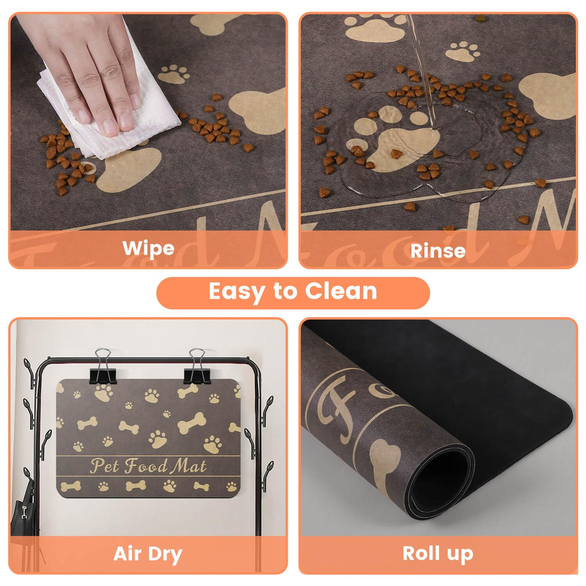 Pet Feeding Mat-Absorbent Pet Placemat for Food and Water Bowl, with Waterproof Rubber Backing, Quick Dry Water Dispenser Mat for Dog and Cat (20"x12", Blue)