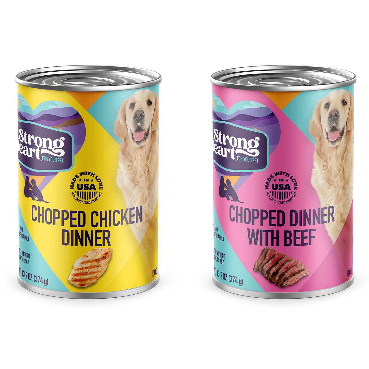 A Strong Heart Chopped Dog Food, Real Beef Dinner, 13.2oz Cans, 12pk