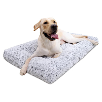 KSIIA Washable Dog Bed Medium Size Dog Crate Bed Plush Pet Mat 35"x23" Gray