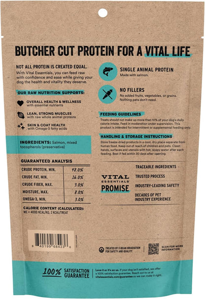 Vital Essentials Freeze Dried Dog Treats, Salmon Bites, 5 oz Bag